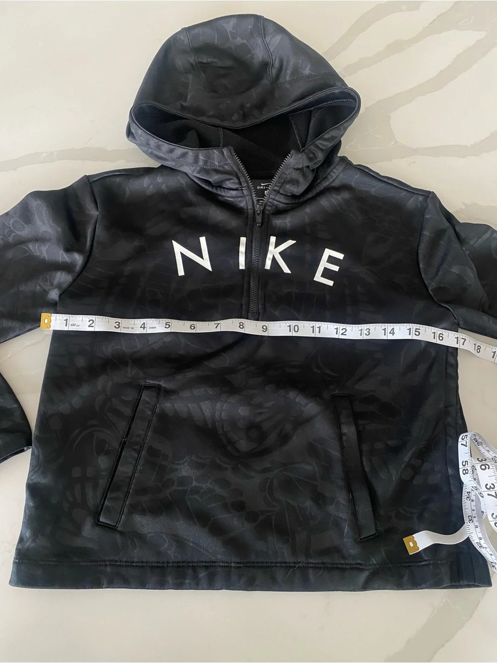 Nike Dri-FIT 1/2 Zip Hoodie butterfly print front pocket girls sz m